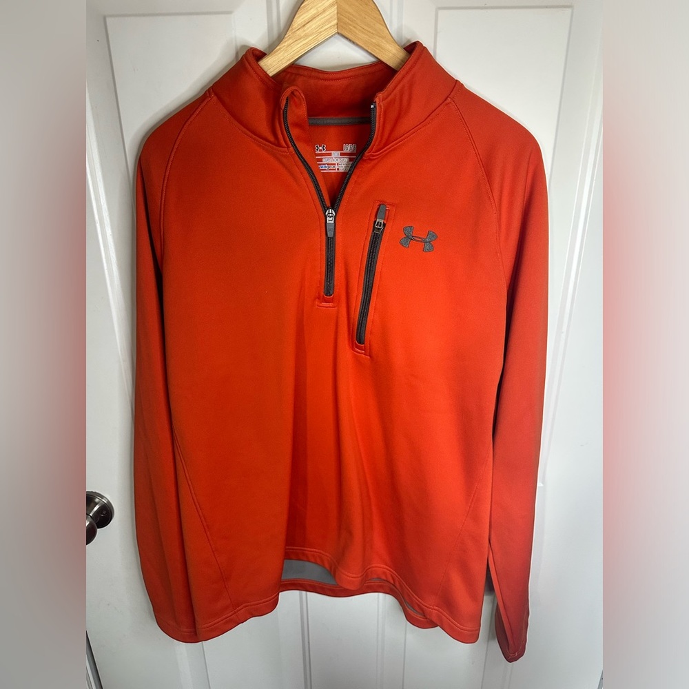 Under Armour Bright Orange Cold Gear Quarter-Zip Pullover